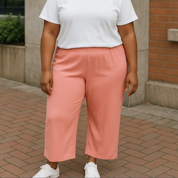 Issac Mizrah Live Peach Crop pants, Womens Plus Size 4X, scallop edge - Picture 1 of 6